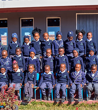 First Steps Primary School learners in classroom, Murewa Zimbabwe