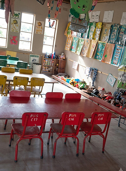 First Steps Primary School learners in classroom, Murewa Zimbabwe